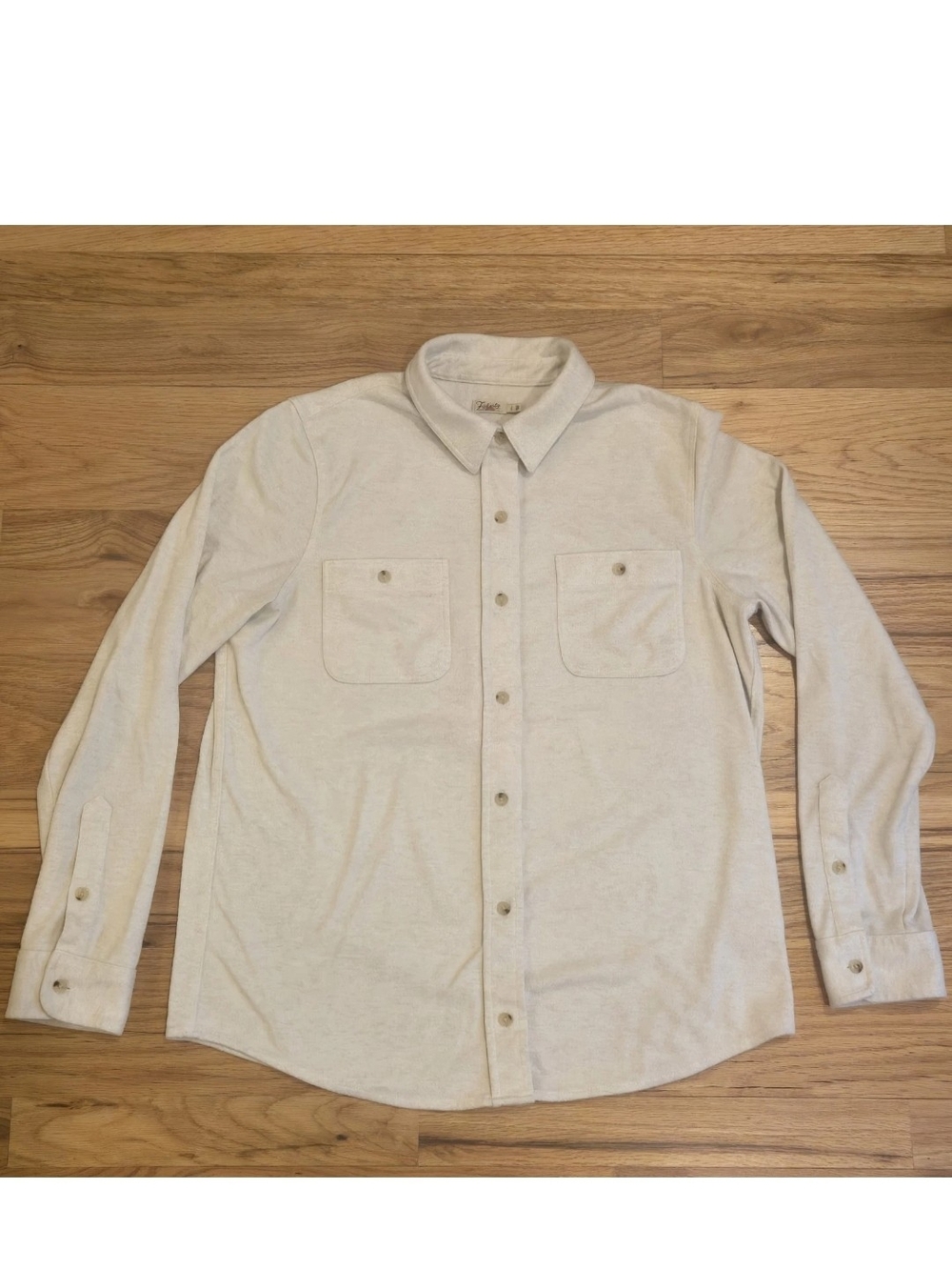 Faherty Legend Sweater Shirt Womens Large Button Up Soft Knit Off White Stretch